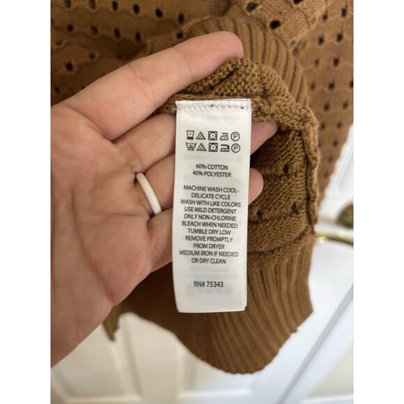 Joie Brown Open Knit Collared Sweater Size XS Preppy Minimalist Boho Modern - Picture 5 of 7